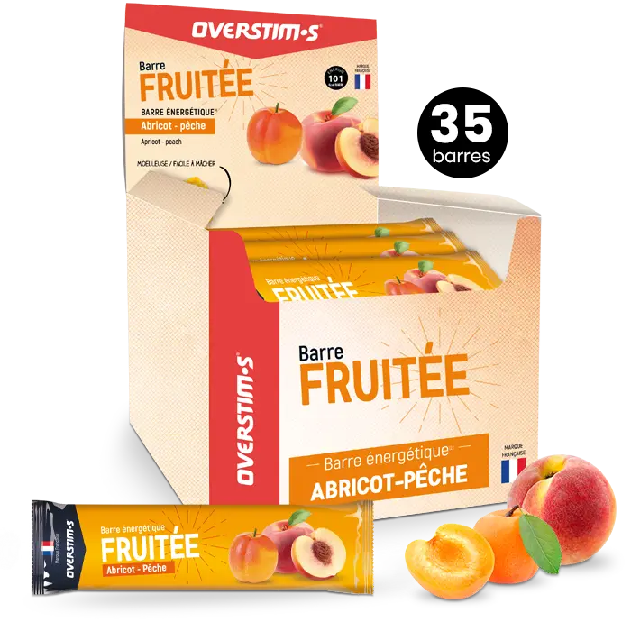 OVERSTIM.s Fruity Energy Bar | Flavor - Apricot - Peach | Display of 35 bars