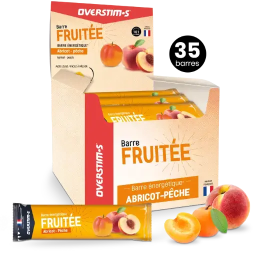 OVERSTIM.s Fruity Energy Bar | Flavor - Apricot - Peach | Display of 35 bars